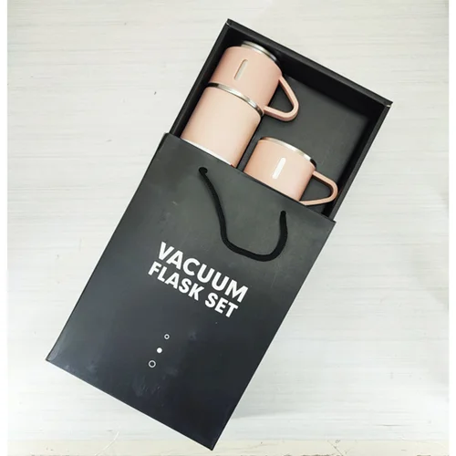 فلاسک مدل کادویی VACUUM FLASK SET گنجایش 0.5 لیتر به همراه لیوان مجموعه 3 عددی